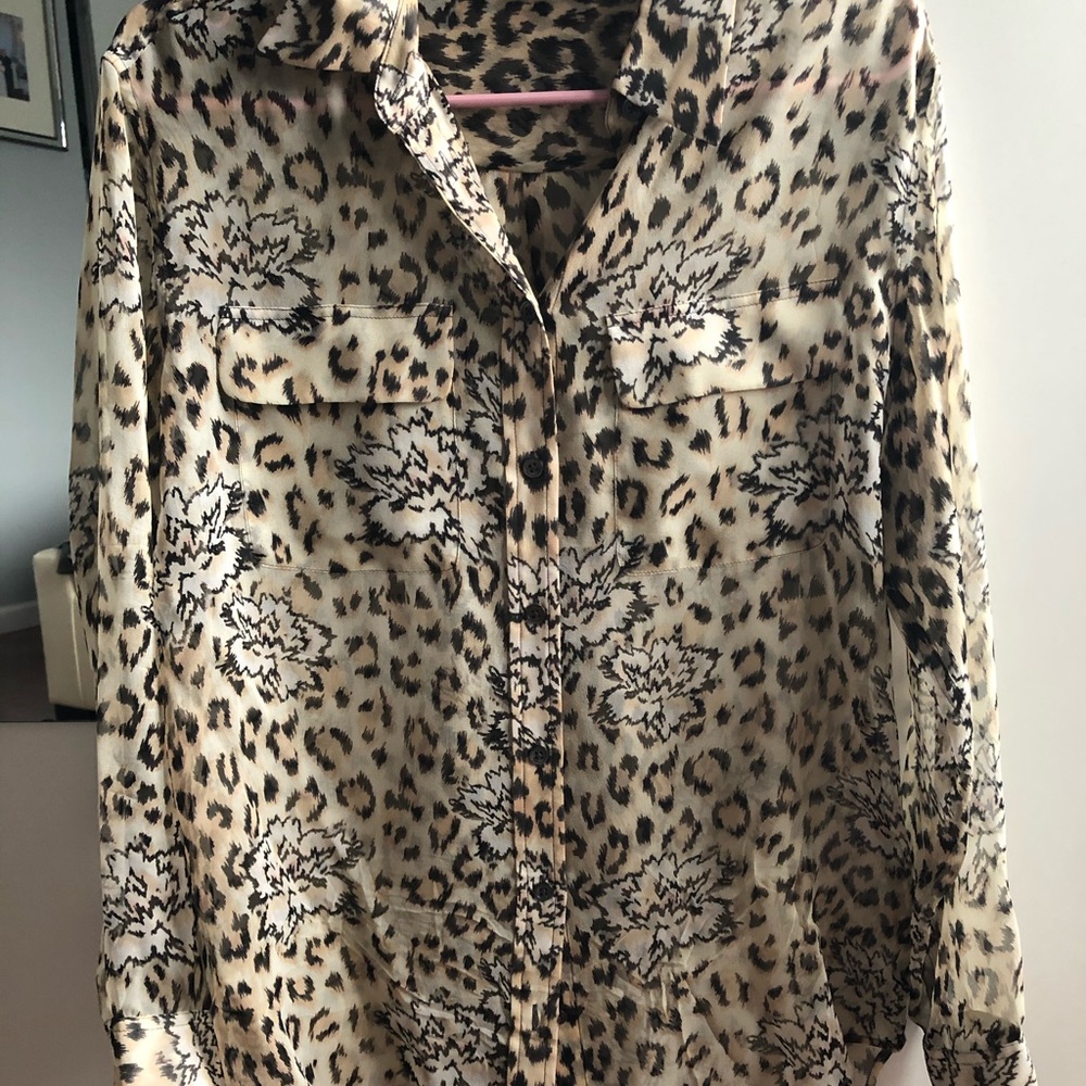 100% silk leopard blouse
